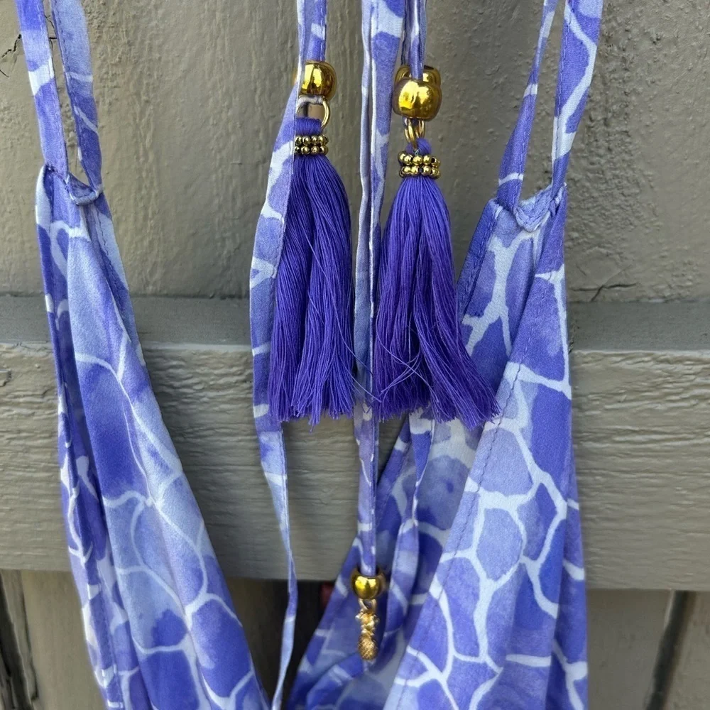 NWT Sophia Alexia Silk Mini Ibiza Dress Lilac Pebbles One Size Beach Resortwear - Picture 12 of 13